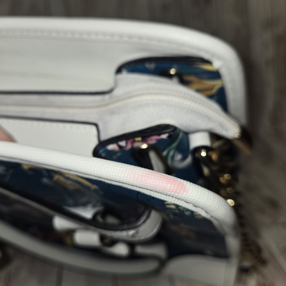 Dasein Floral Satchel Crossbody Bag Blue White Gold Hardware - Picture 7 of 14